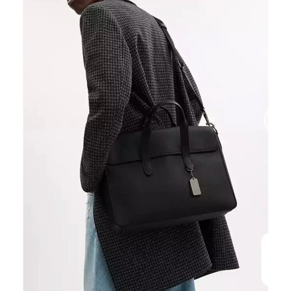 Coach Sullivan Black Pebbled Leather Briefcase Laptop Bag of office grandpacore